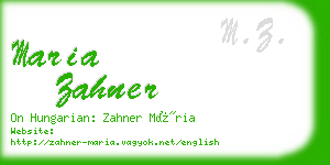 maria zahner business card